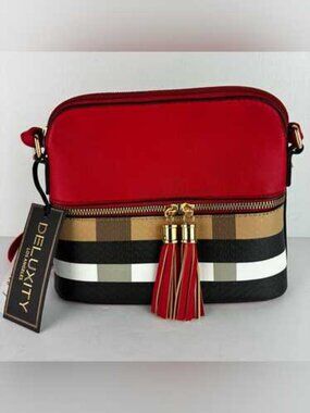 Deluxity NWT Red Plaid Vegan Small Crossbody Purse